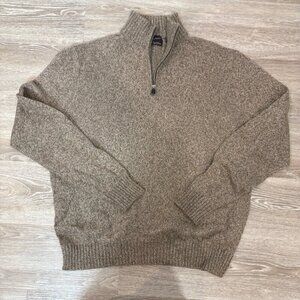 Black Brown Men's Wool Extra Soft Quarter-Zip Sweater sz XXL